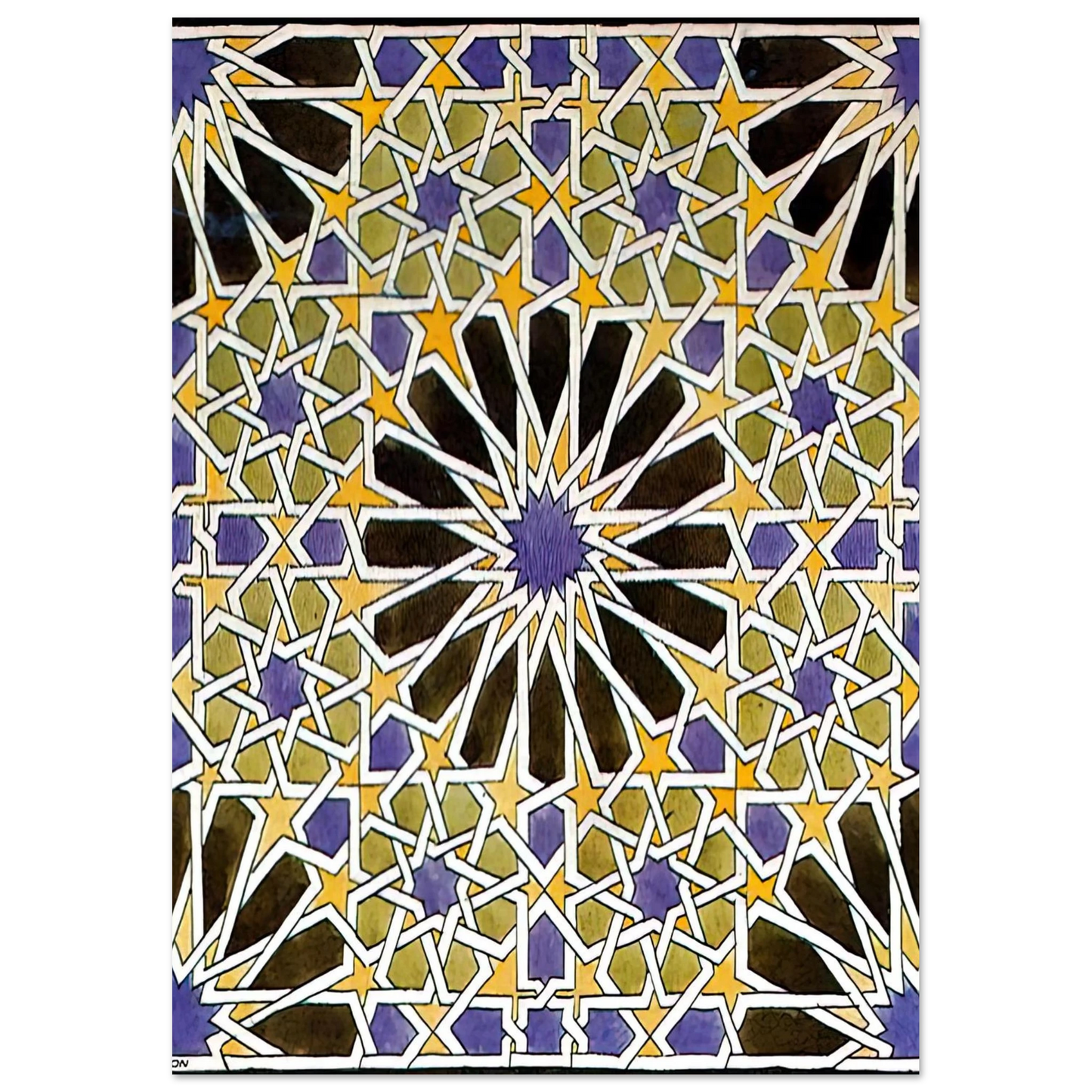 MC Escher - MURAL MOSAIC IN THE ALHAMBRA Wall Art - 21x29.7 cm / 8x12" - Premium Wooden Framed Poster With Fine Art Paper - Black frame