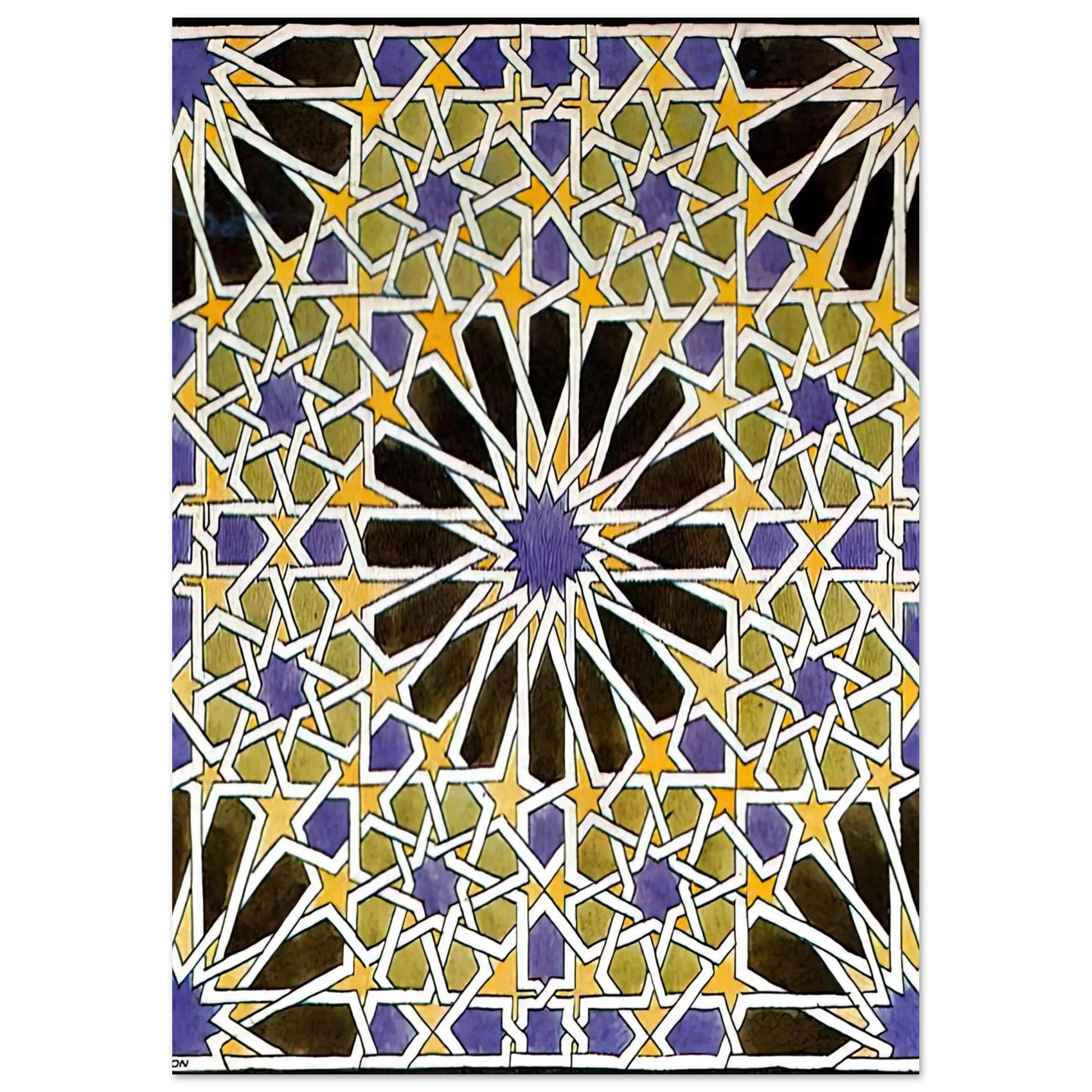MC Escher - MURAL MOSAIC IN THE ALHAMBRA Wall Art - 21x29.7 cm / 8x12" - Premium Wooden Framed Poster With Fine Art Paper - Black frame