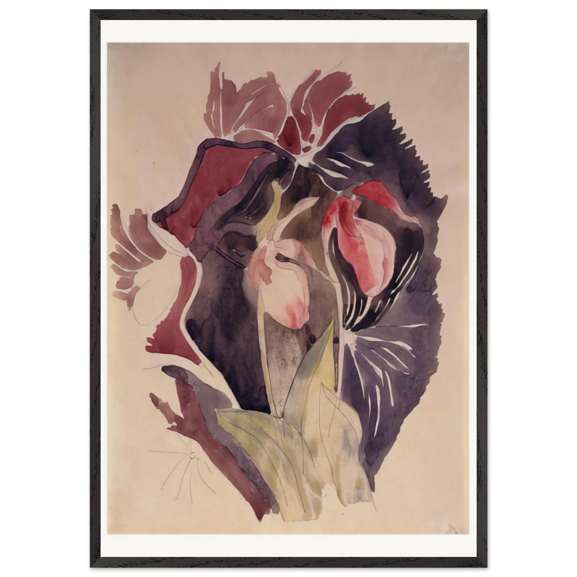 Wild Orchids - 1920 - Charles Demuth Framed Art Print – Black Wooden Frame - Default Title - -Framed Art Print