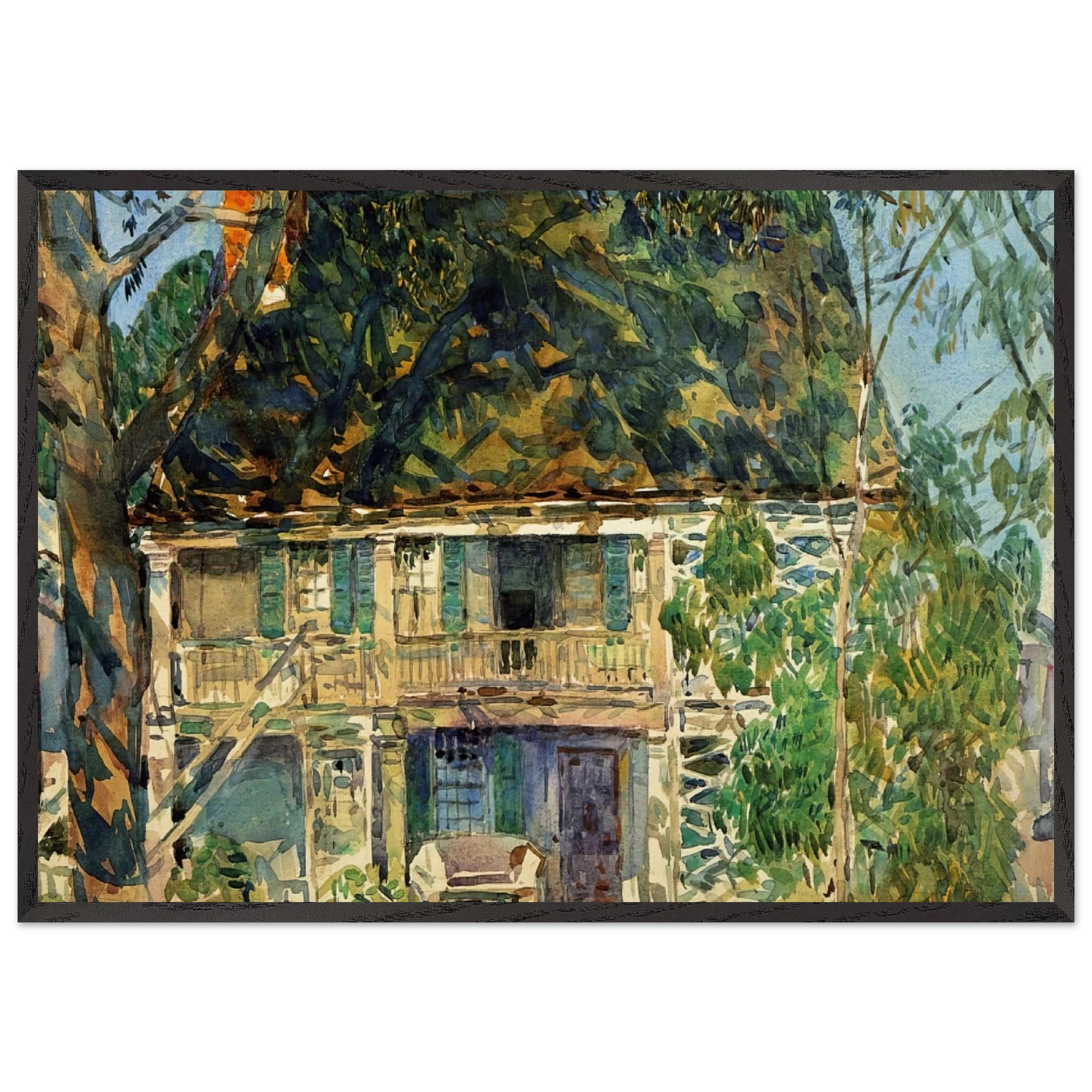 The Brush House - Childe Hassam Framed Art Print – Black Wooden Frame - Default Title - -Framed Art Print
