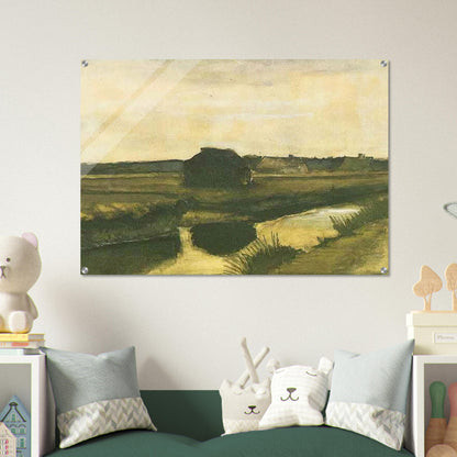 Landscape with a Stack of Peat and Farmhouses - Vincent van Gogh Acrylic Print - 70x100 cm / 28x40″ inches