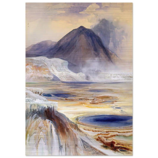 Mammoth Hot Springs Yellowstone - Thomas Moran Brushed Aluminum Print - 70x100 cm / 28x40 inches | Thomas Moran Aluminum Print | Thomas Moran Prints