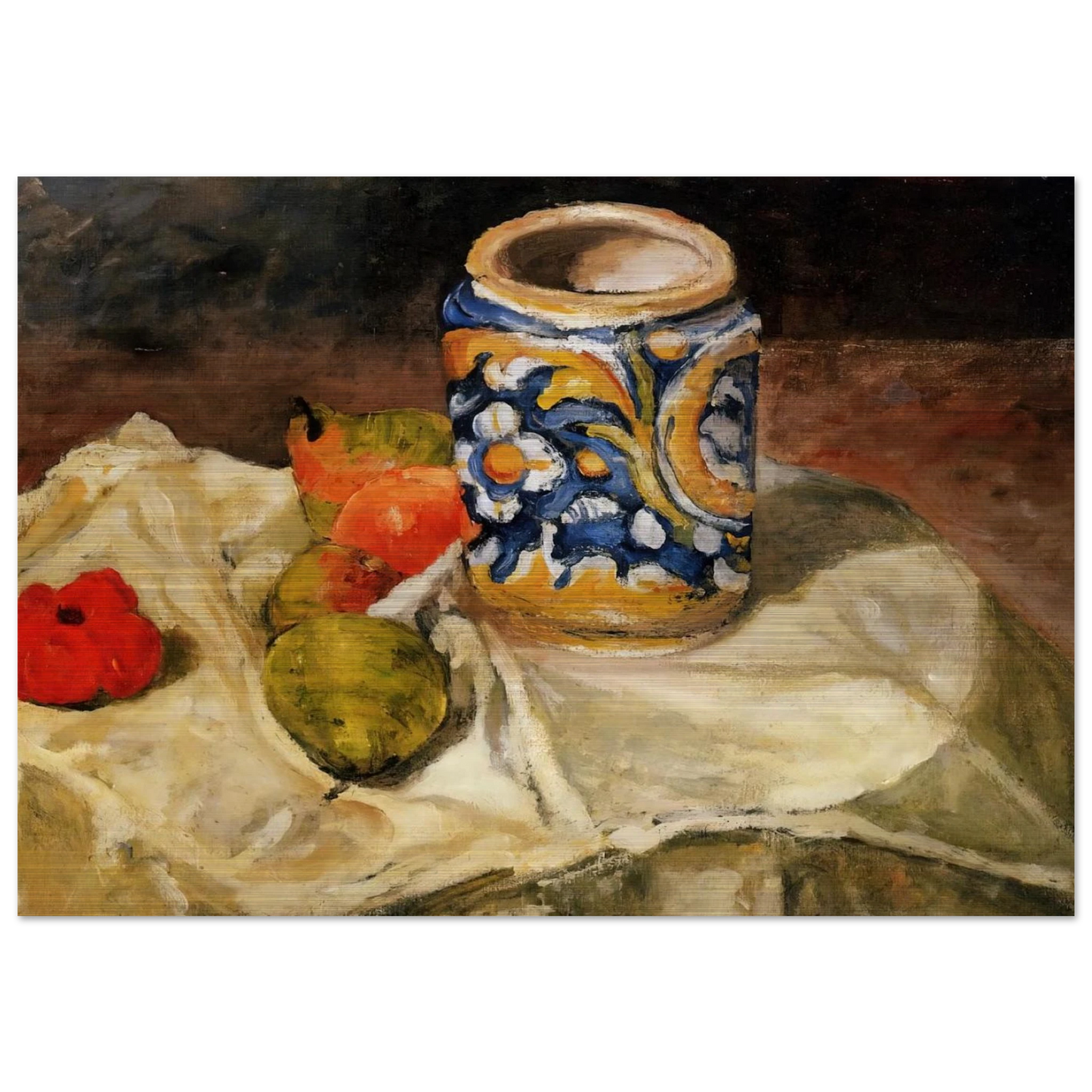 Still life with Italian earthenware jar - Paul Cézanne Brushed Aluminum Print - 70x100 cm / 28x40 inches | Paul Cézanne Aluminum Print | Paul Cézanne Prints