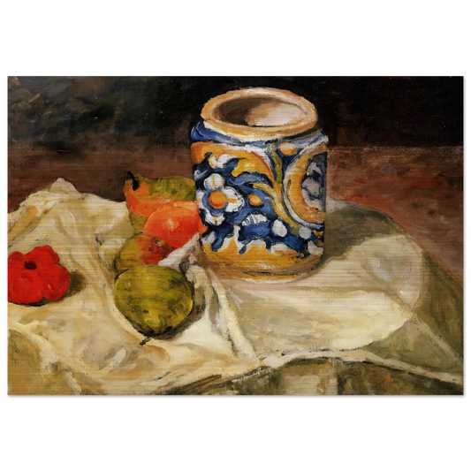 Still life with Italian earthenware jar - Paul Cézanne Brushed Aluminum Print - 70x100 cm / 28x40 inches | Paul Cézanne Aluminum Print | Paul Cézanne Prints