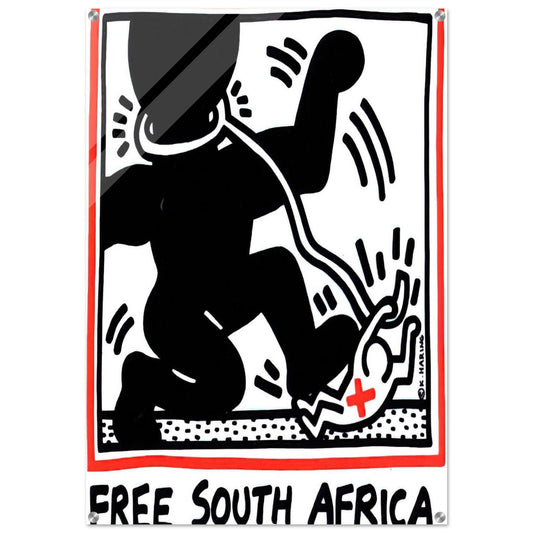 FREE SOUTH AFRICA 1985 - Keith Haring Acrylic Print - 70x100 cm / 28x40″ inches | Keith Haring Wall Art | Keith Haring Prints