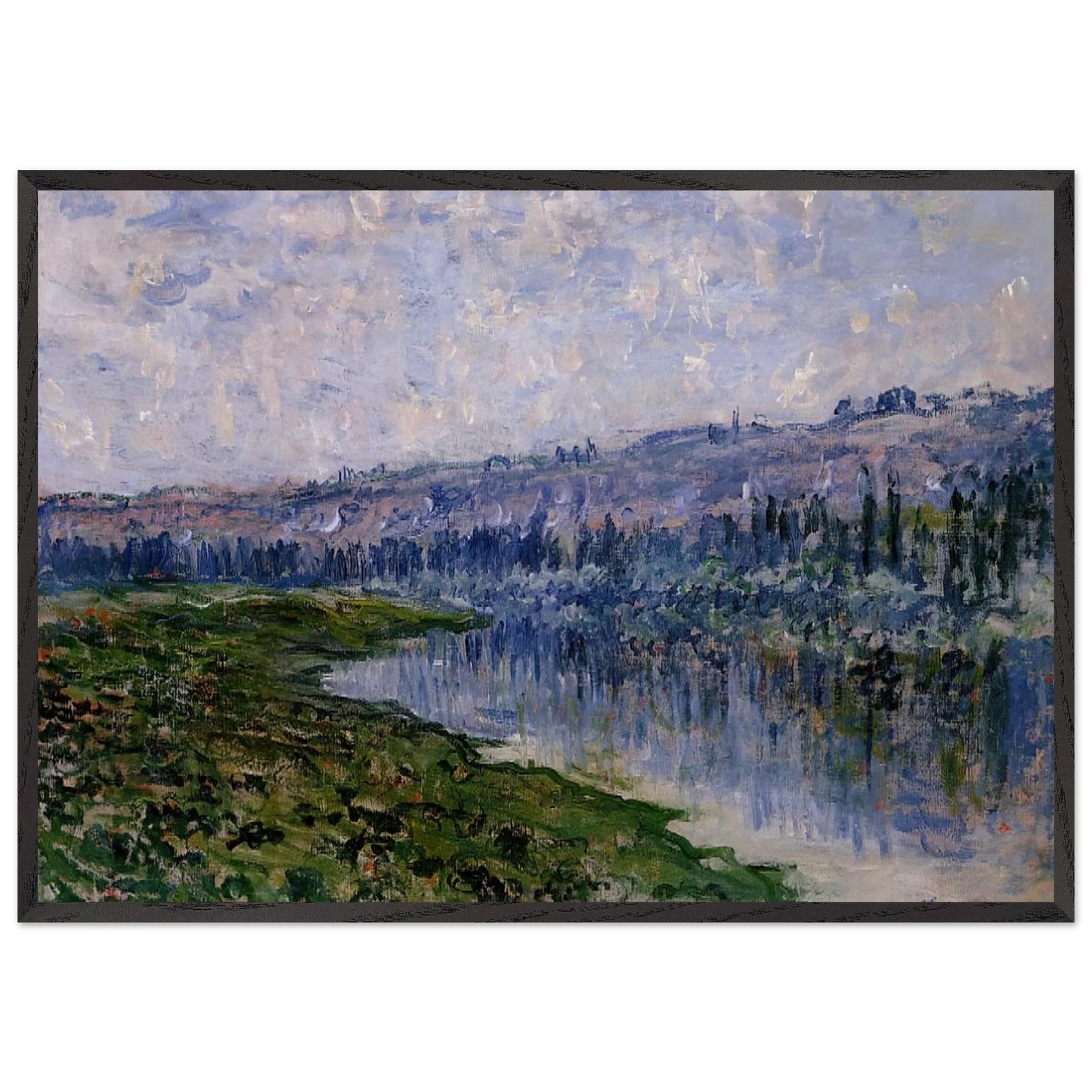 The Seine and the Chaantemesle Hills - claude monet Framed Art Print – Black Wooden Frame - Default Title - -Framed Art Print
