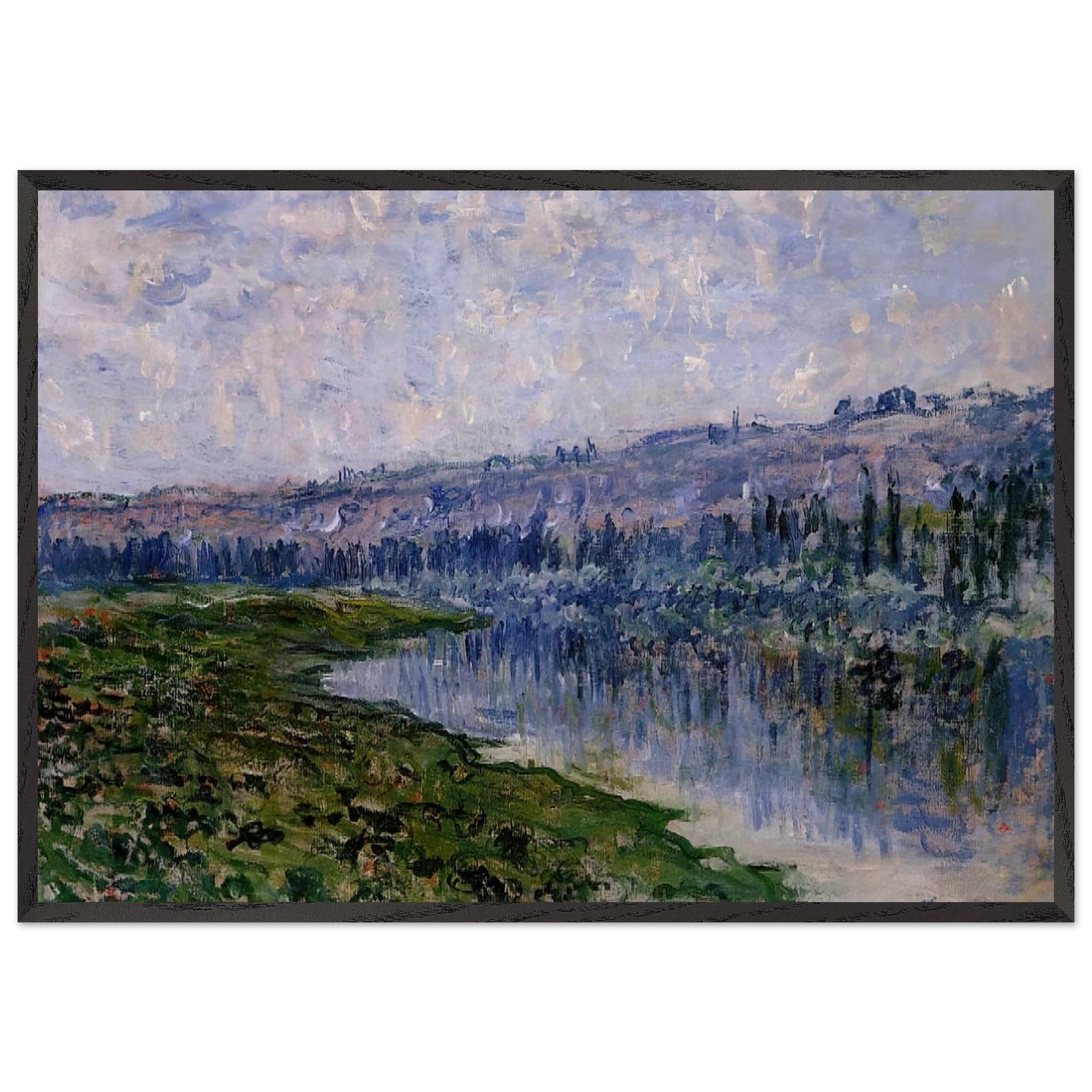 The Seine and the Chaantemesle Hills - claude monet Framed Art Print – Black Wooden Frame - Default Title - -Framed Art Print