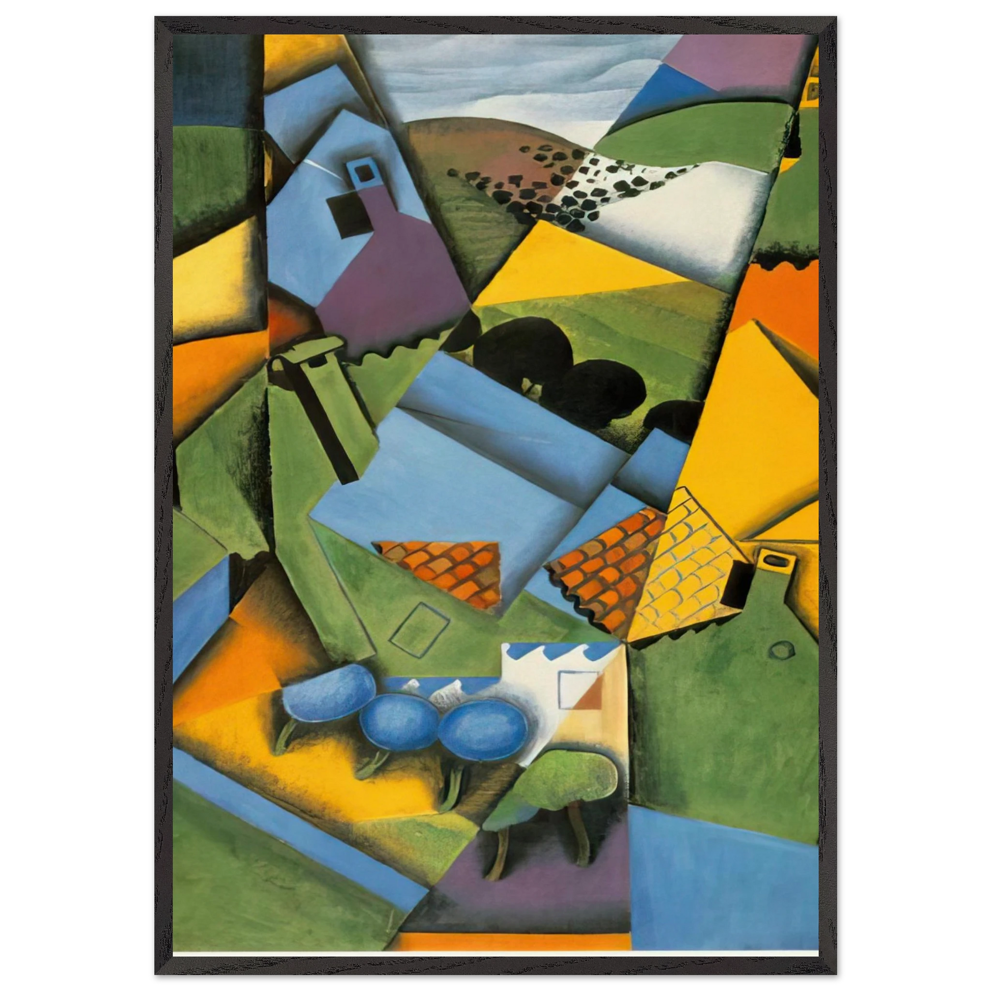 LANDSCAPE WITH HOUSE AT CERET 1913 - Juan Gris Framed Art Print – Black Wooden Frame - Default Title - -Framed Art Print
