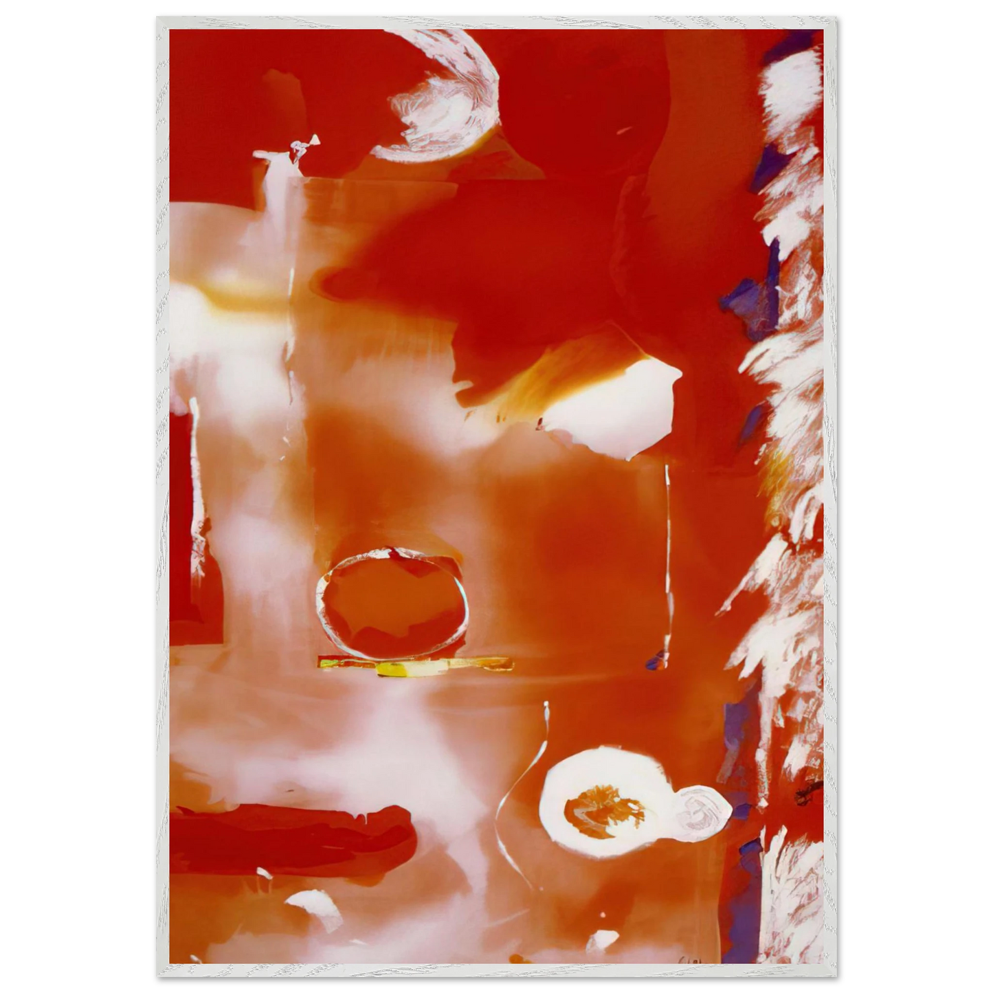 Helen Frankenthaler - Seeing the Moon on a Hot Summer Day - 1987 Wall art - 70x100 cm / 28x40 Inches - Premium Wooden Framed Poster With Fine Art Paper - White frame