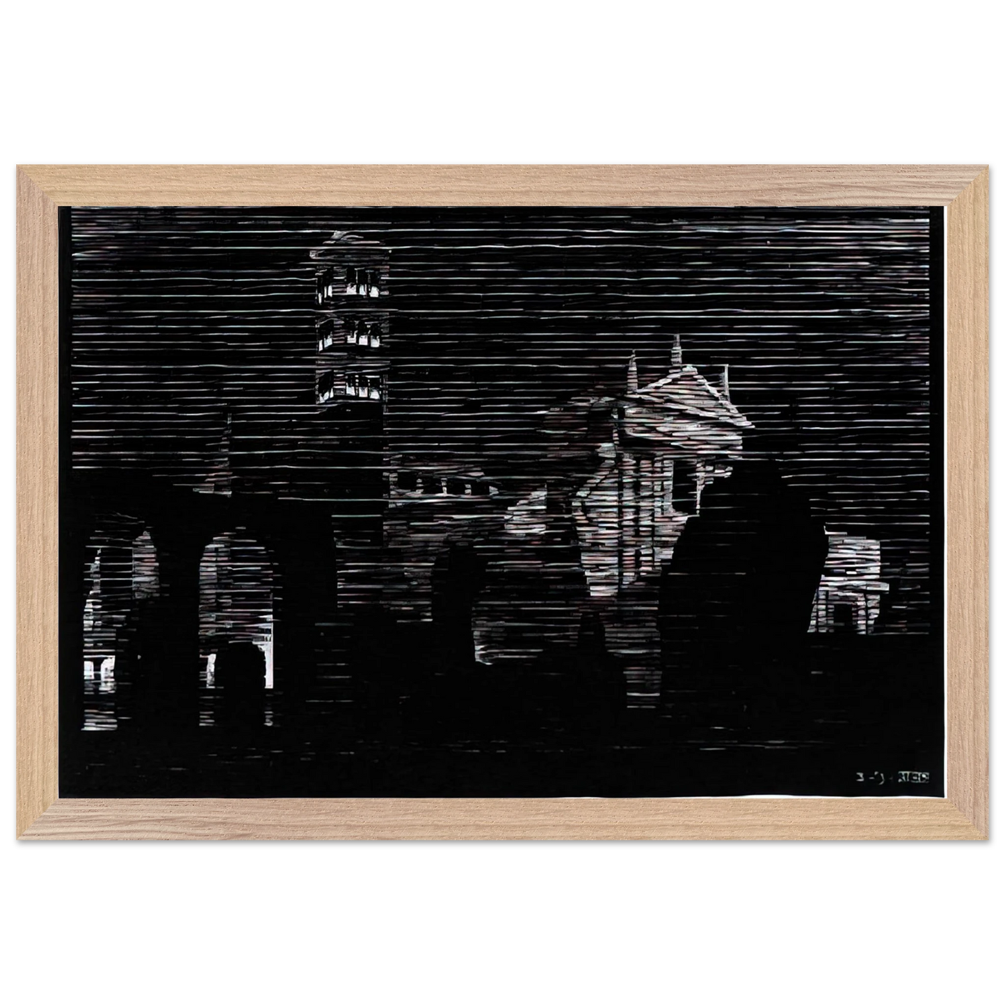 MC Escher - NOCTURNAL ROME 2 Wall Art - 30x40 cm / 12x16 inches - Premium Wooden Framed Poster With Fine Art Paper - White frame