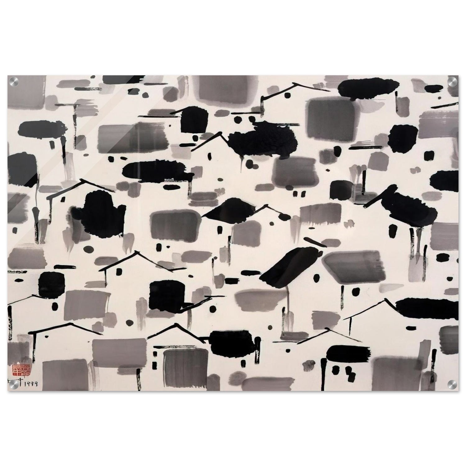 Home of Man - 1999 - Wu Guanzhong Acrylic Print - 70x100 cm / 28x40″ inches
