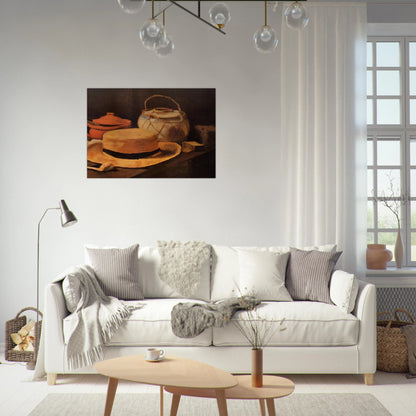 Still Life with Yellow Hat - Vincent van Gogh Brushed Aluminum Print - 70x100 cm / 28x40 inches | Vincent van Gogh Aluminum Print | Vincent van Gogh Prints