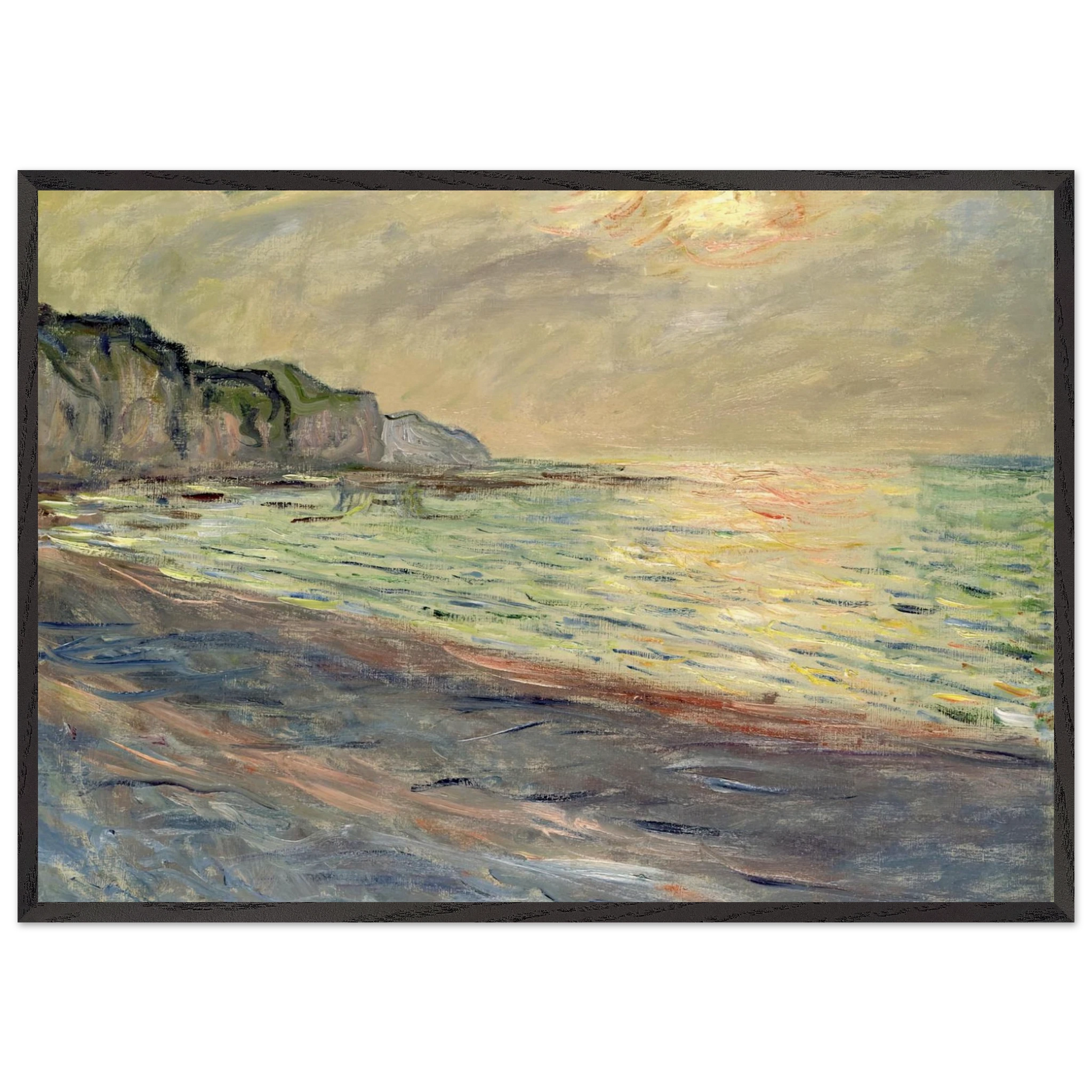 Pourville Sunset - claude monet Framed Art Print – Black Wooden Frame - Default Title - -Framed Art Print
