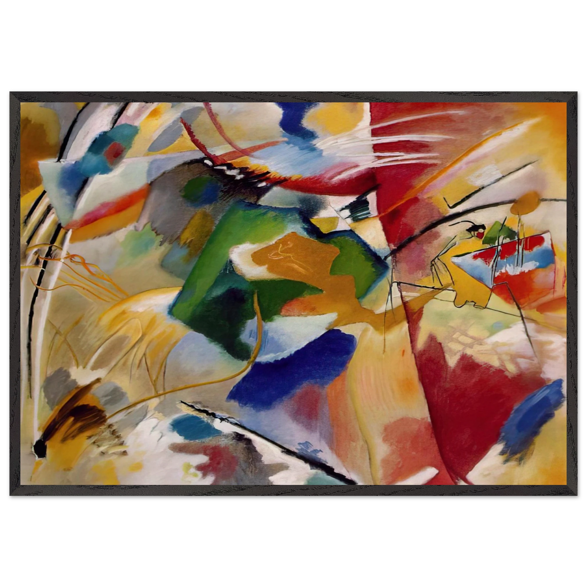 PAINTING WITH GREEN CENTER 1913 - Wassily Kandinsky Framed Art Print – Black Wooden Frame - Default Title - -Framed Art Print