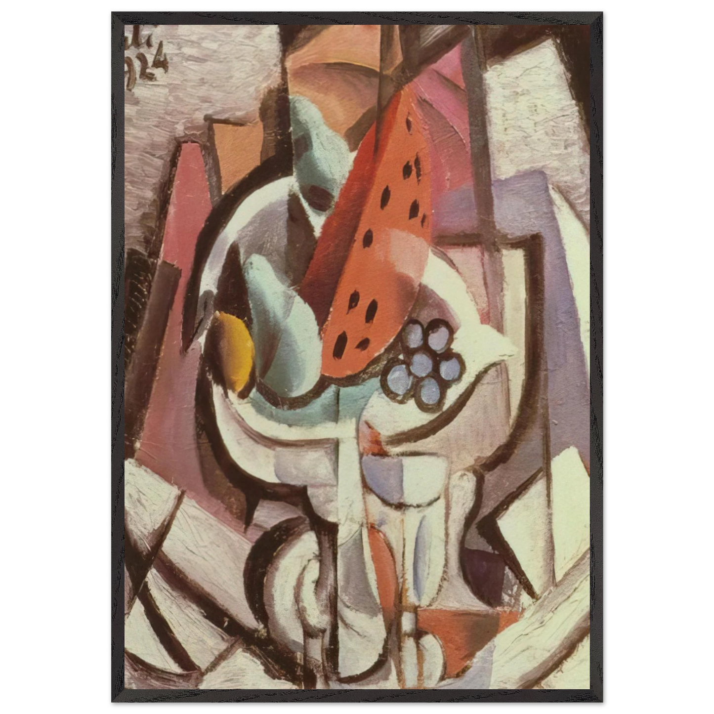 STILL LIFE WATERMELON - Salvador Dali Framed Art Print – Black Wooden Frame - Default Title - -Framed Art Print