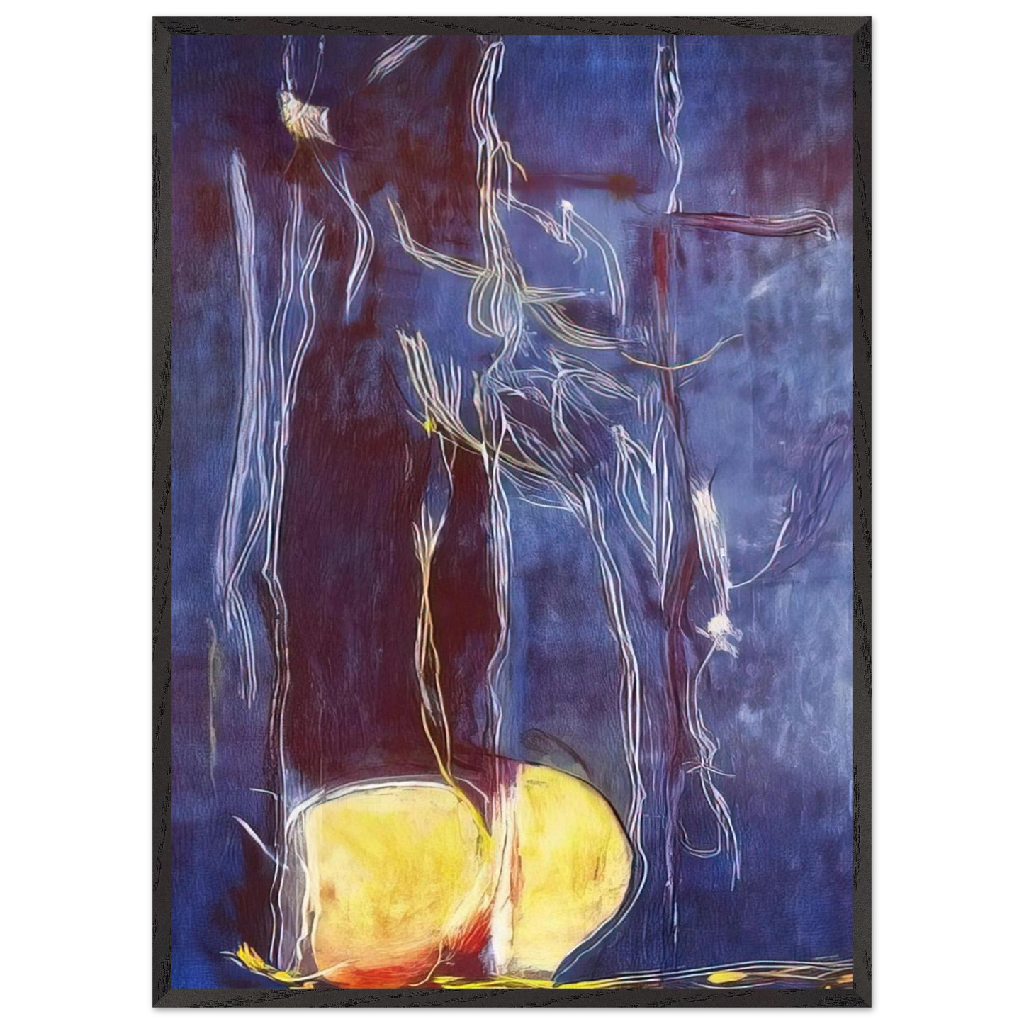 Helen Frankenthaler - All About Blue - 1994 Wall art - 40x50 cm / 16x20 inches - Premium Wooden Framed Poster With Fine Art Paper - Wood frame