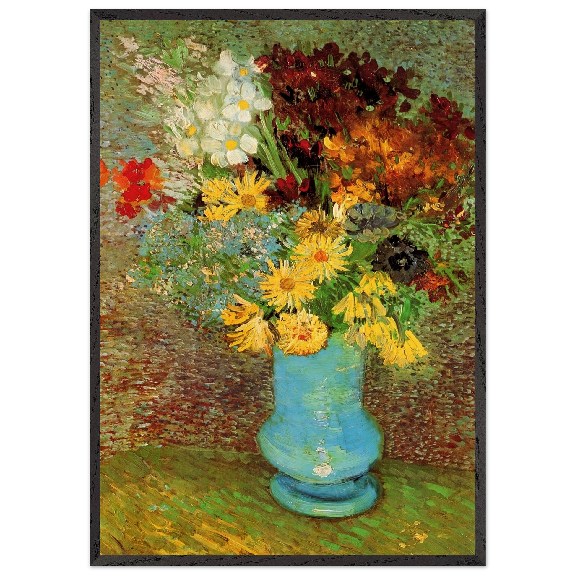 Vase with Daisies and Anemones - Vincent van Gogh Framed Art Print – Black Wooden Frame - Default Title - -Framed Art Print