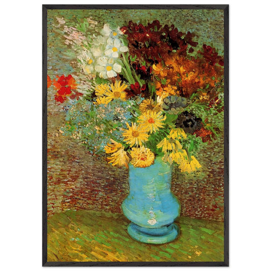 Vase with Daisies and Anemones - Vincent van Gogh Framed Art Print – Black Wooden Frame - Default Title - -Framed Art Print