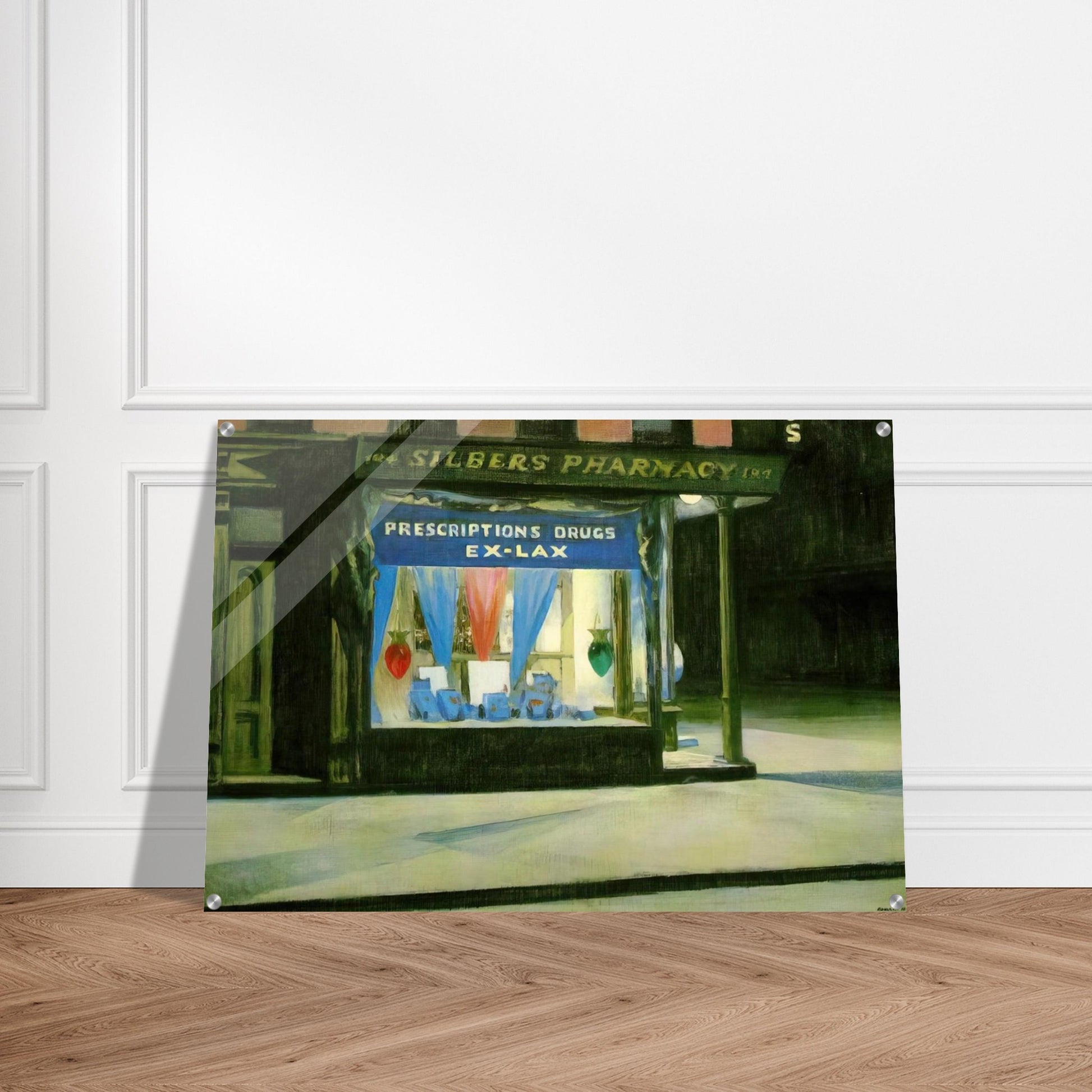 Drug Store - Edward Hopper Acrylic Print - 70x100 cm / 28x40″ inches | Edward Hopper Wall Art | Edward Hopper Prints