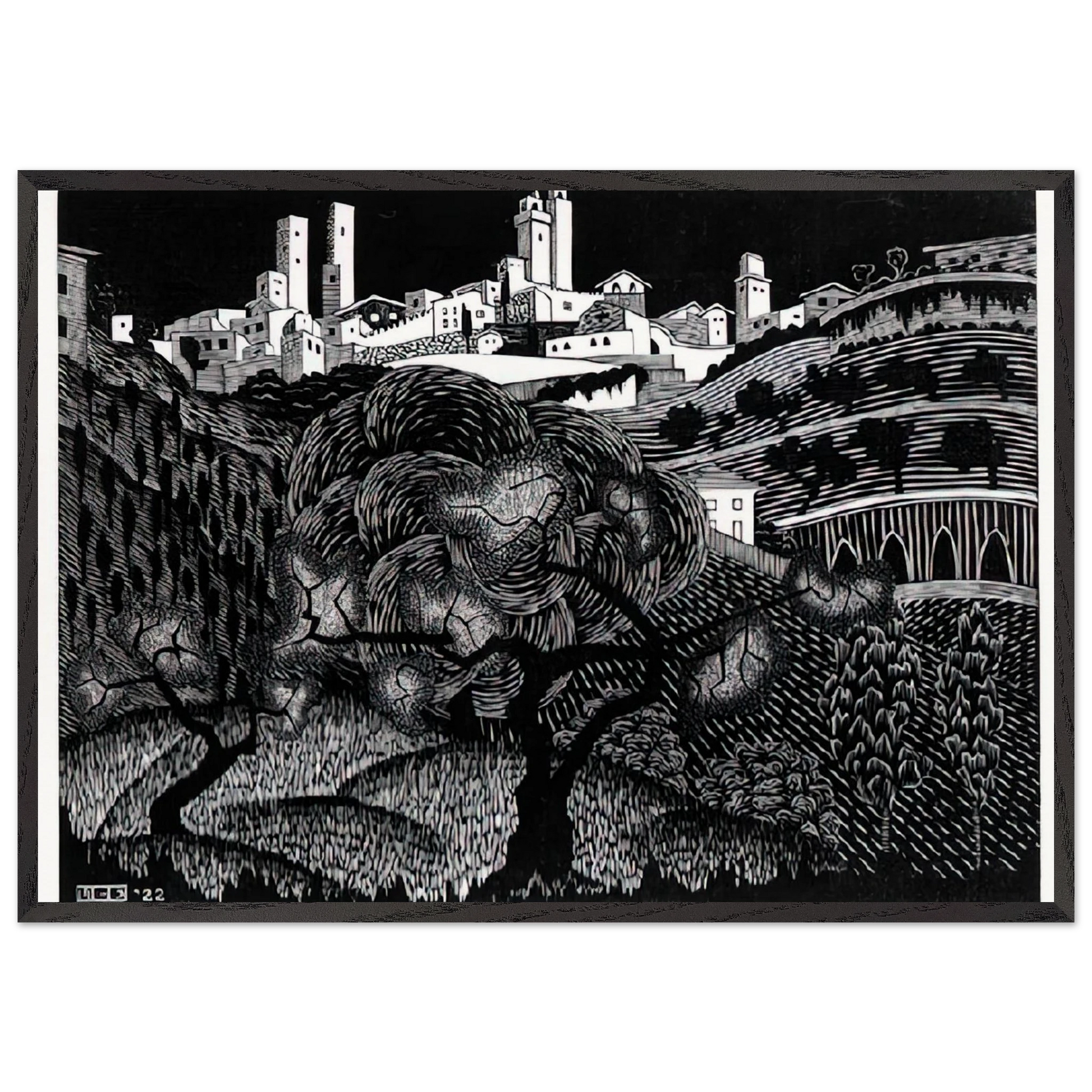 ESCHER 10 - MC Escher Framed Art Print – Black Wooden Frame - Default Title - -Framed Art Print