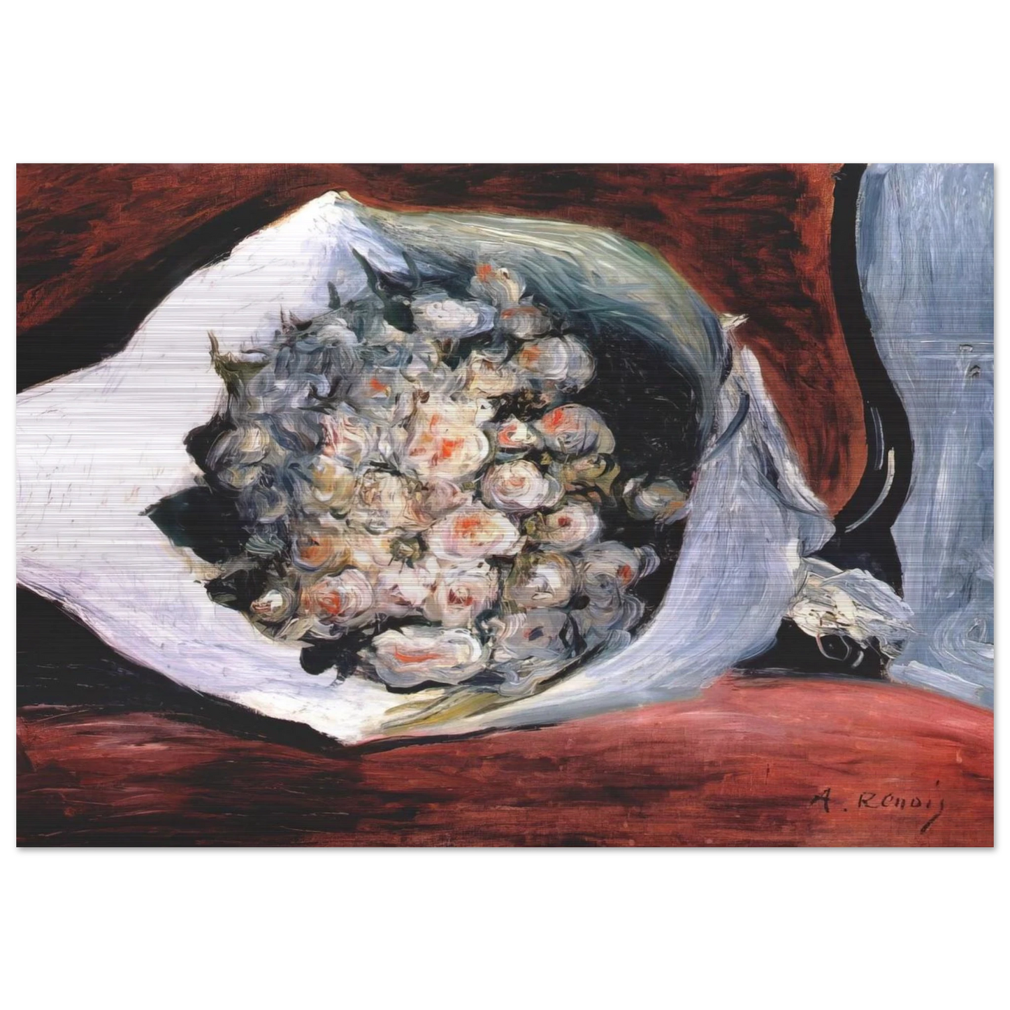 Bouquet in a theater box - Pierre-Auguste Renoir Brushed Aluminum Print - 70x100 cm / 28x40 inches | Pierre-Auguste Renoir Aluminum Print | Pierre-Auguste Renoir Prints