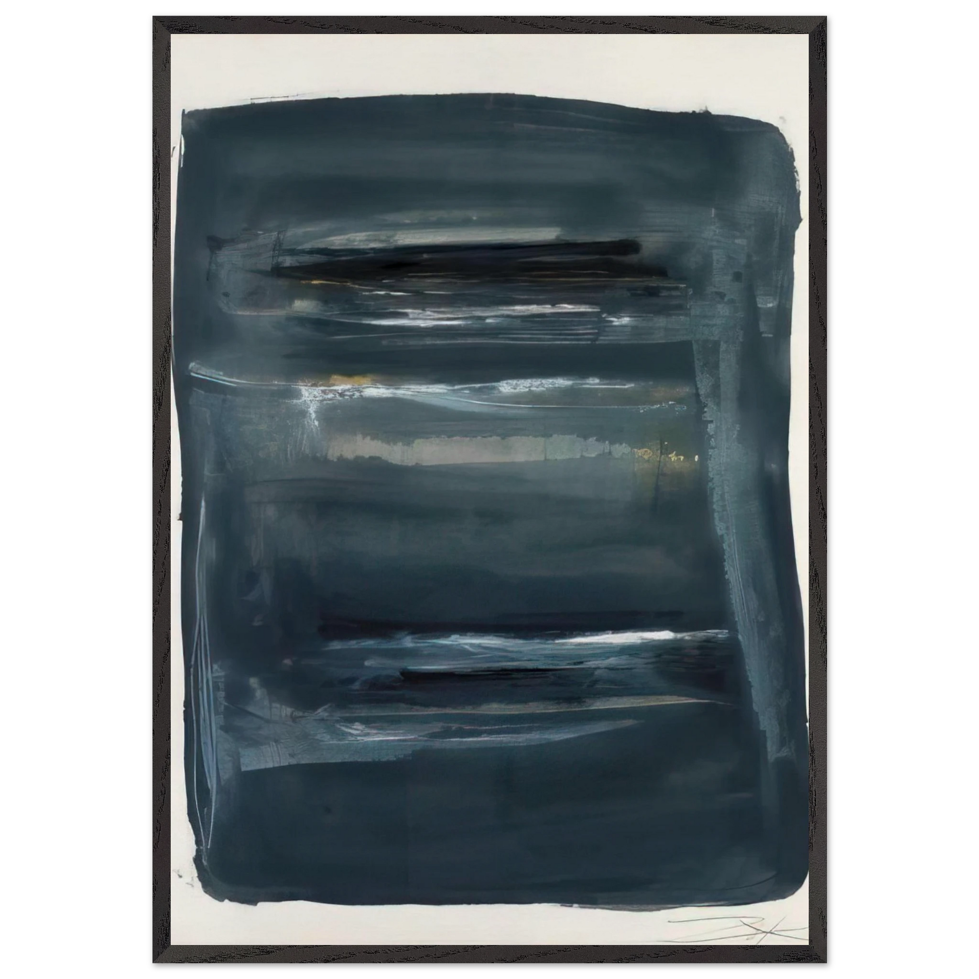 Abstract with Blue and Black - Abstract Expressionism - Larry Zox Framed Art Print – Black Wooden Frame - Default Title - -Framed Art Print