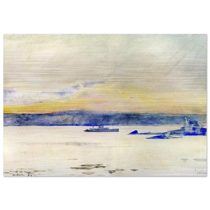 Afterglow, Gloucester Harbor aka Ten Pound Island LIght - Childe Hassam Brushed Aluminum Print - 70x100 cm / 28x40 inches | Childe Hassam Aluminum Print | Childe Hassam Prints