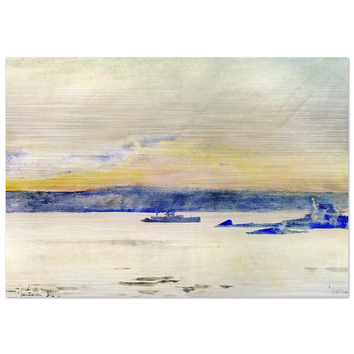 Afterglow, Gloucester Harbor aka Ten Pound Island LIght - Childe Hassam Brushed Aluminum Print - 70x100 cm / 28x40 inches | Childe Hassam Aluminum Print | Childe Hassam Prints