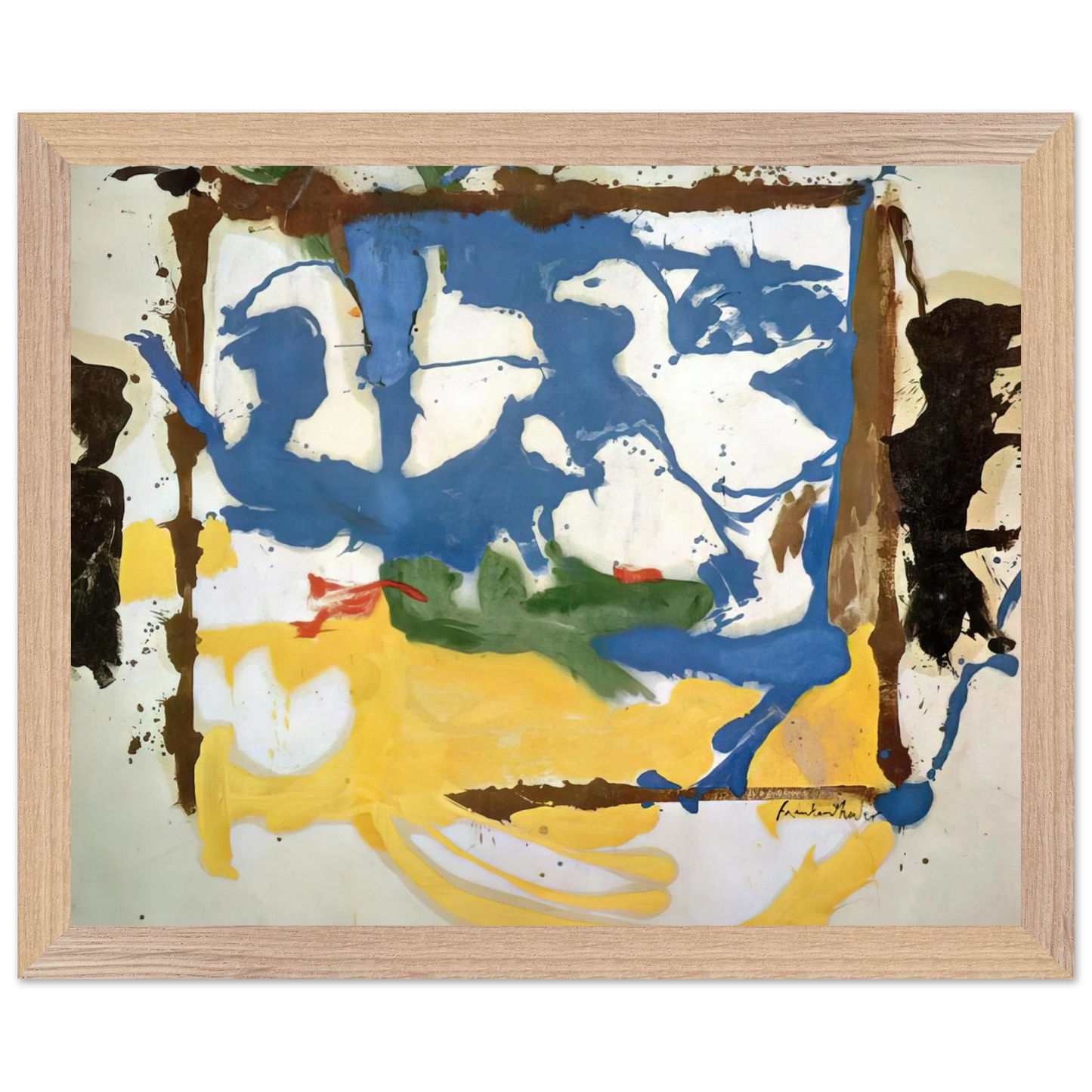 Helen Frankenthaler - Swan Lake #2 - 1961 Wall art - A3 (29.7 x 42  cm) - Premium Wooden Framed Poster With Fine Art Paper - Wood frame