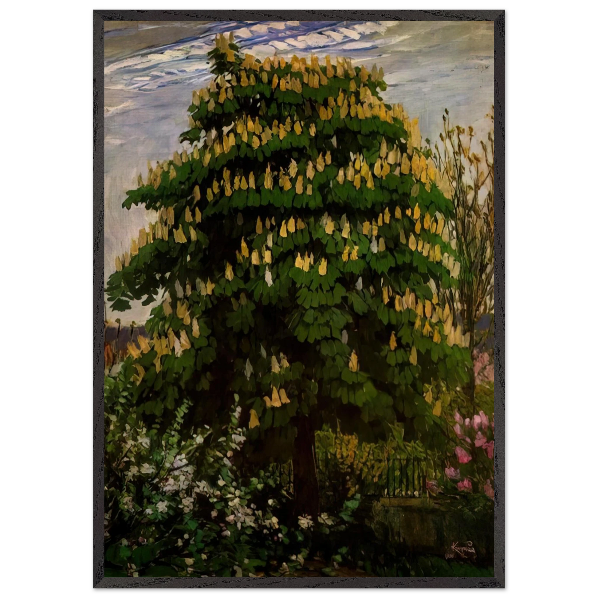 The chestnut tree in blossom - Frantisek Kupka Framed Art Print – Black Wooden Frame - Default Title - -Framed Art Print