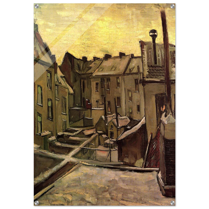 Backyards of Old Houses in Antwerp in the Snow - Vincent van Gogh Acrylic Print - 70x100 cm / 28x40″ inches