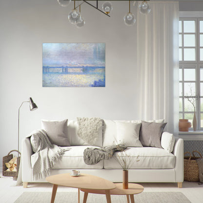 Charing Cross Bridge, Overcast Weather - claude monet Brushed Aluminum Print - 70x100 cm / 28x40 inches | claude monet Aluminum Print | claude monet Prints