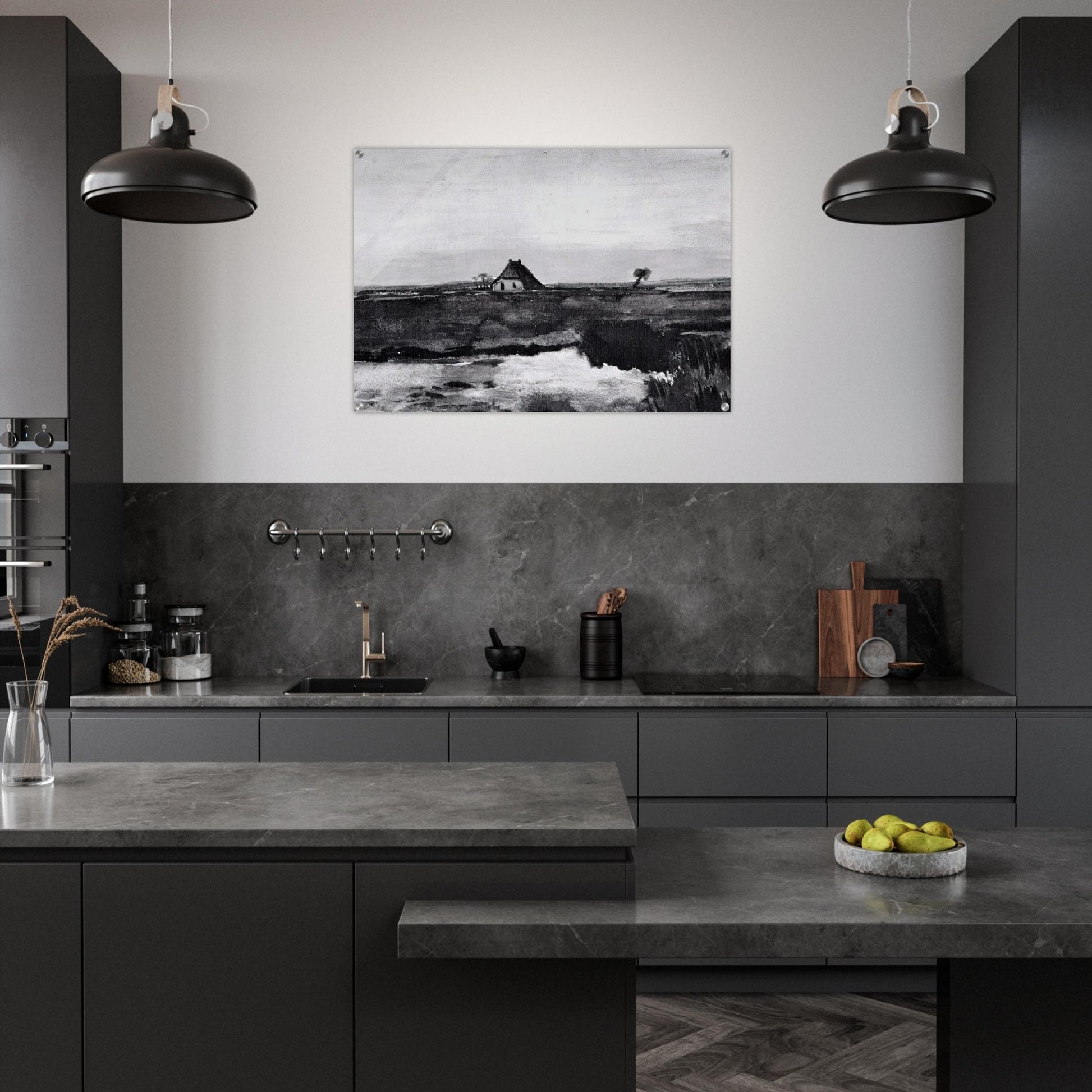 Landscape with a Farm - Vincent van Gogh Acrylic Print - 70x100 cm / 28x40″ inches