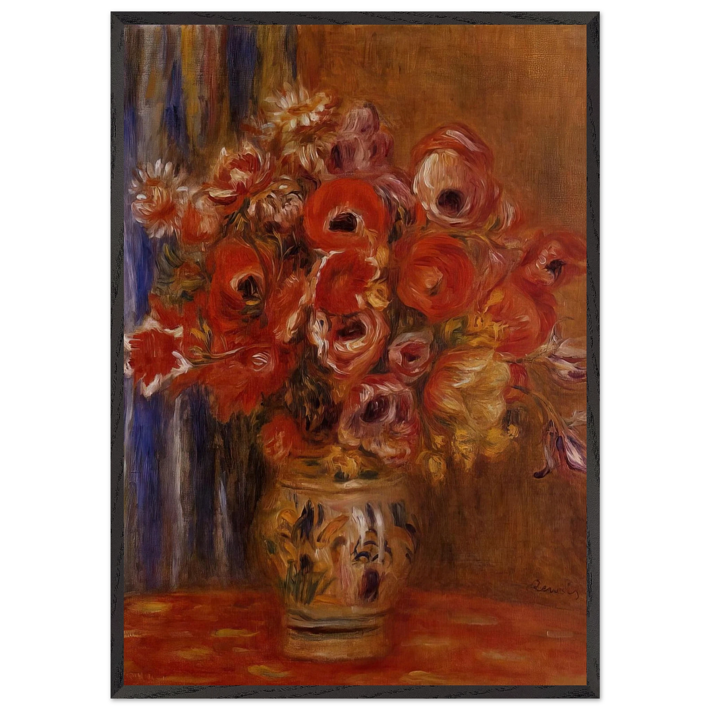 Vase of Tulips and Anemones - Pierre-Auguste Renoir Framed Art Print – Black Wooden Frame - Default Title - -Framed Art Print