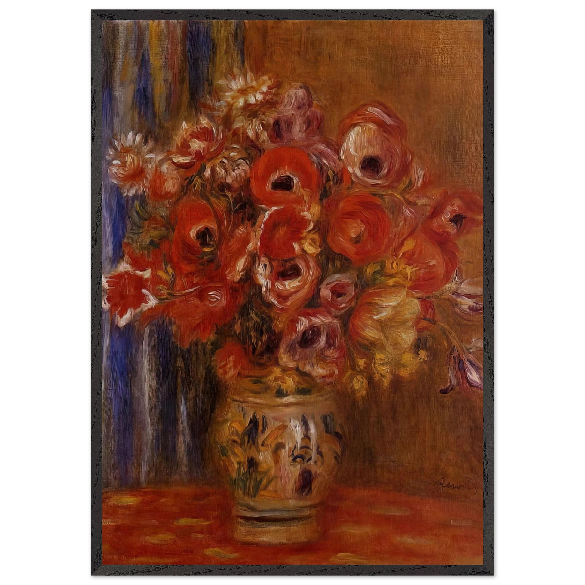 Vase of Tulips and Anemones - Pierre-Auguste Renoir Framed Art Print – Black Wooden Frame - Default Title - -Framed Art Print