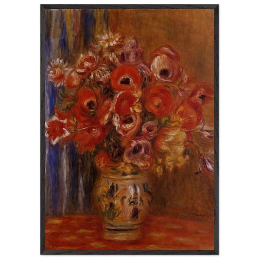 Vase of Tulips and Anemones - Pierre-Auguste Renoir 70x100 cm / 28x40 inches Framed Art Print – Black Wooden Frame