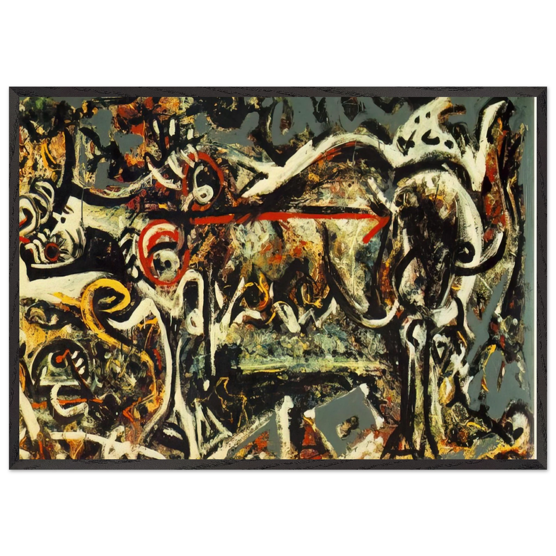 THE SHE WOLF - Jackson Pollock Framed Art Print – Black Wooden Frame - Default Title - -Framed Art Print