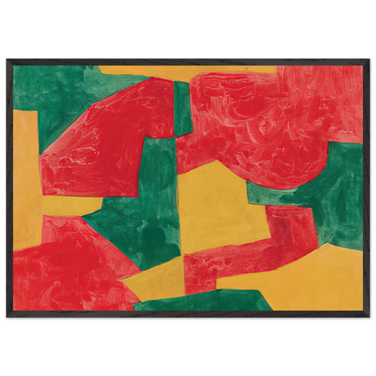 Composition verte rouge et jaune - 1964 - Serge Poliakoff Framed Art Print – Black Wooden Frame - Default Title - -Framed Art Print