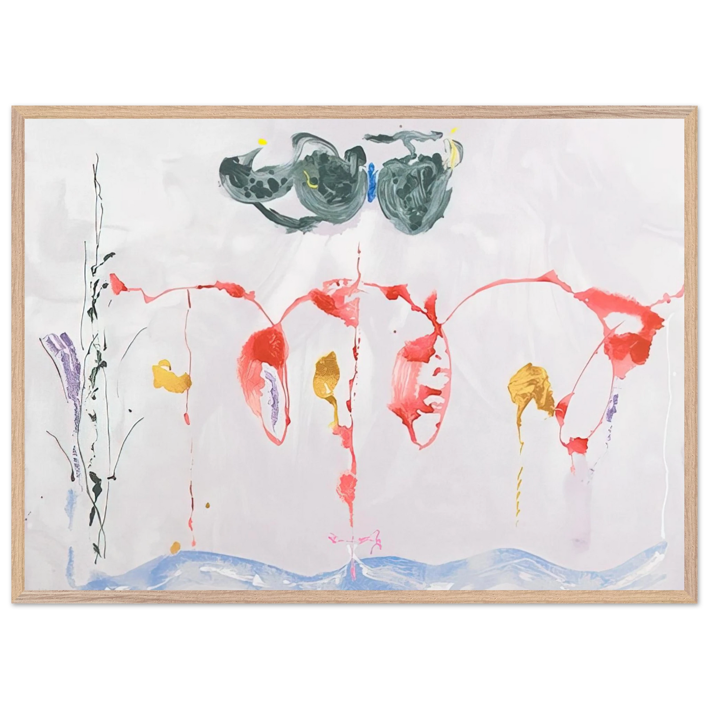 Helen Frankenthaler - Aerie - 2009 Wall art - 40x50 cm / 16x20 inches - Premium Wooden Framed Poster With Fine Art Paper - White frame