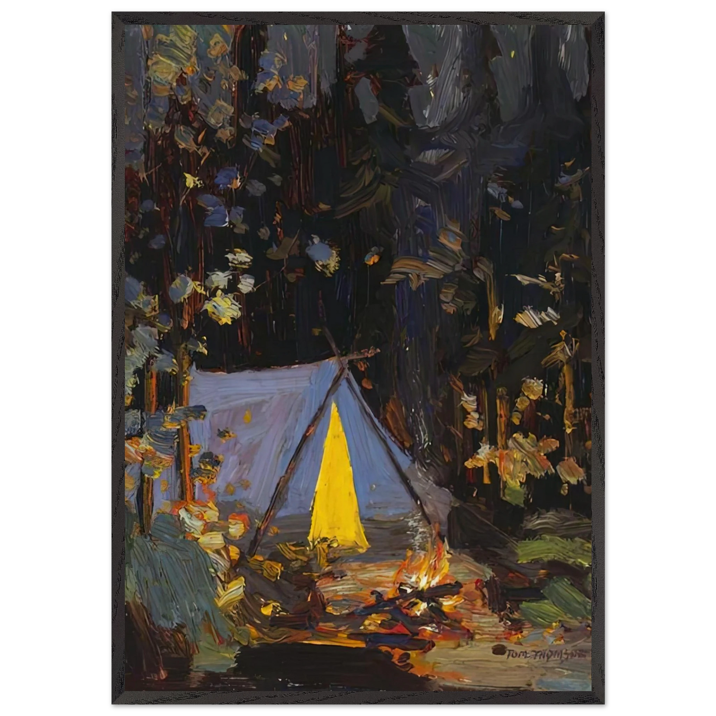 CAMPFIRE 1916 - Tom Thomson Framed Art Print – Black Wooden Frame - Default Title - -Framed Art Print
