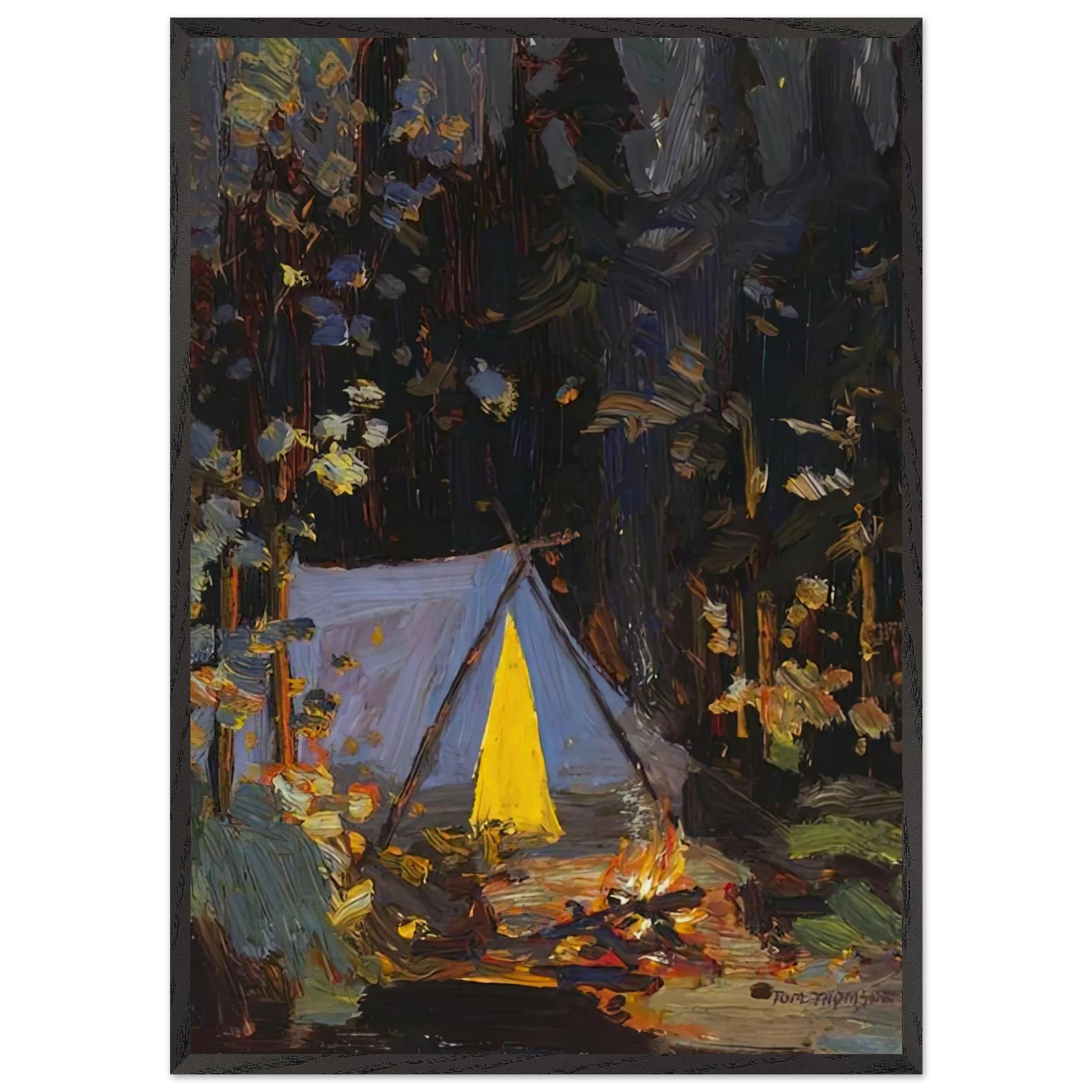 CAMPFIRE 1916 - Tom Thomson Framed Art Print – Black Wooden Frame - Default Title - -Framed Art Print