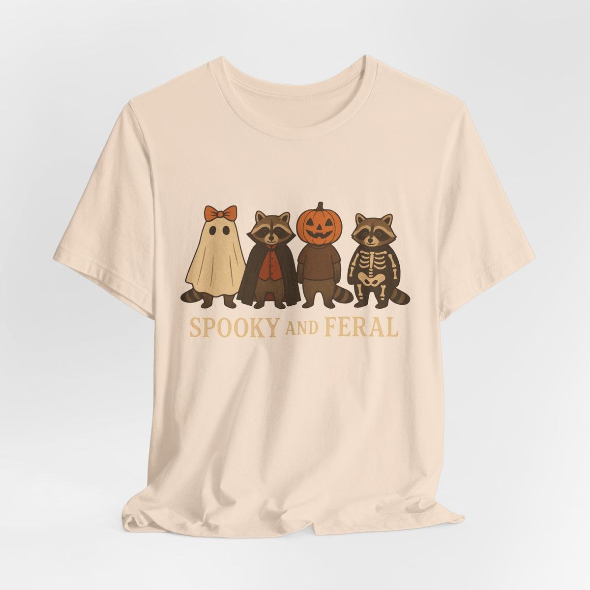 Spooky Raccoon Shirt, Funny Halloween Graphic Tee, Cute Vintage Fall T-Shirt, Trendy Womens Halloween Shirt, Feral Raccoon Tee