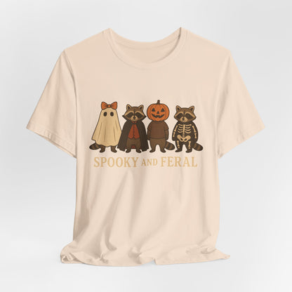 Spooky Raccoon Shirt, Funny Halloween Graphic Tee, Cute Vintage Fall T-Shirt, Trendy Womens Halloween Shirt, Feral Raccoon Tee