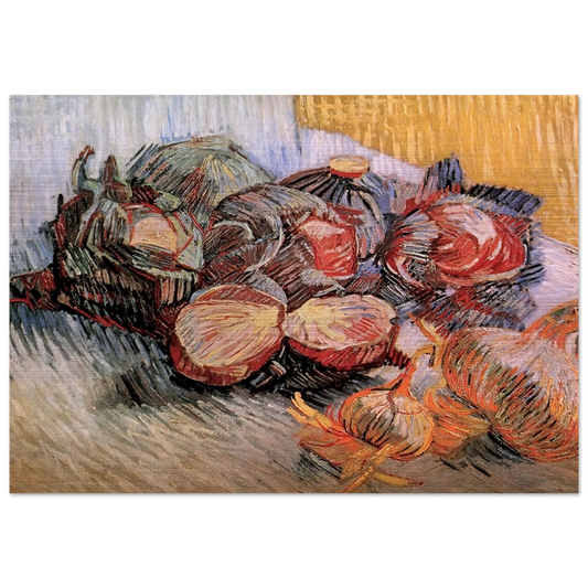 Still Life with Red Cabbages and Onions - Vincent van Gogh Brushed Aluminum Print - 70x100 cm / 28x40 inches | Vincent van Gogh Aluminum Print | Vincent van Gogh Prints