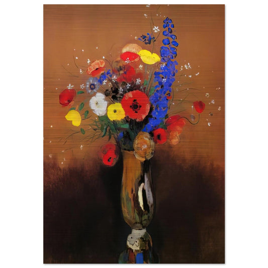 WILD FLOWERS IN A LONG NECKED VASE - Odilon Redon Brushed Aluminum Print - 70x100 cm / 28x40 inches | Odilon Redon Aluminum Print | Odilon Redon Prints