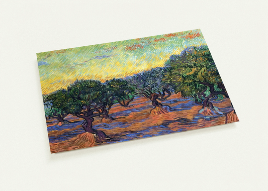 Olive Grove - Orange Sky By Vincent van Gogh Pack of 10 Post Cards | Vincent van Gogh Post Cards | A6 (10.5 x 14.8 cm) - 4.1 x 5.8 inches