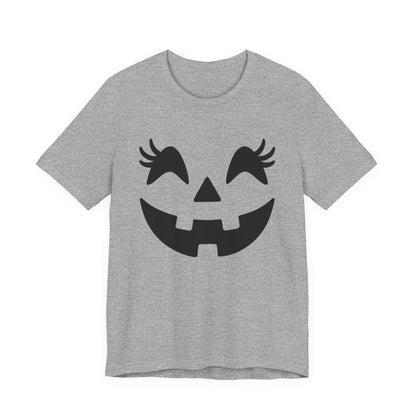 Jack O Lantern Face Pumpkin Eyelashes Halloween Women Girls T-Shirt