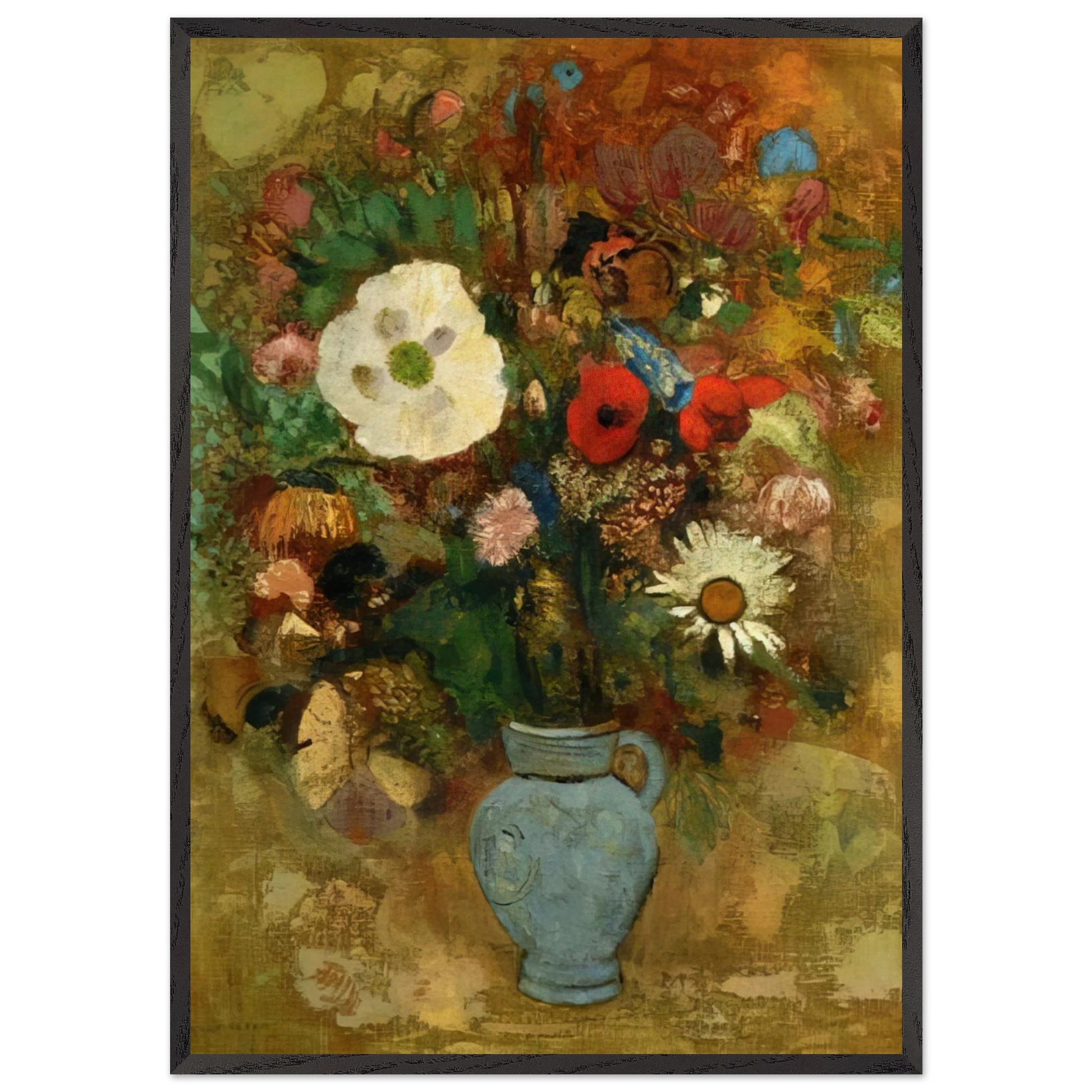 BOUQUET OF FLOWERS 1 - Odilon Redon Framed Art Print – Black Wooden Frame - Default Title - -Framed Art Print