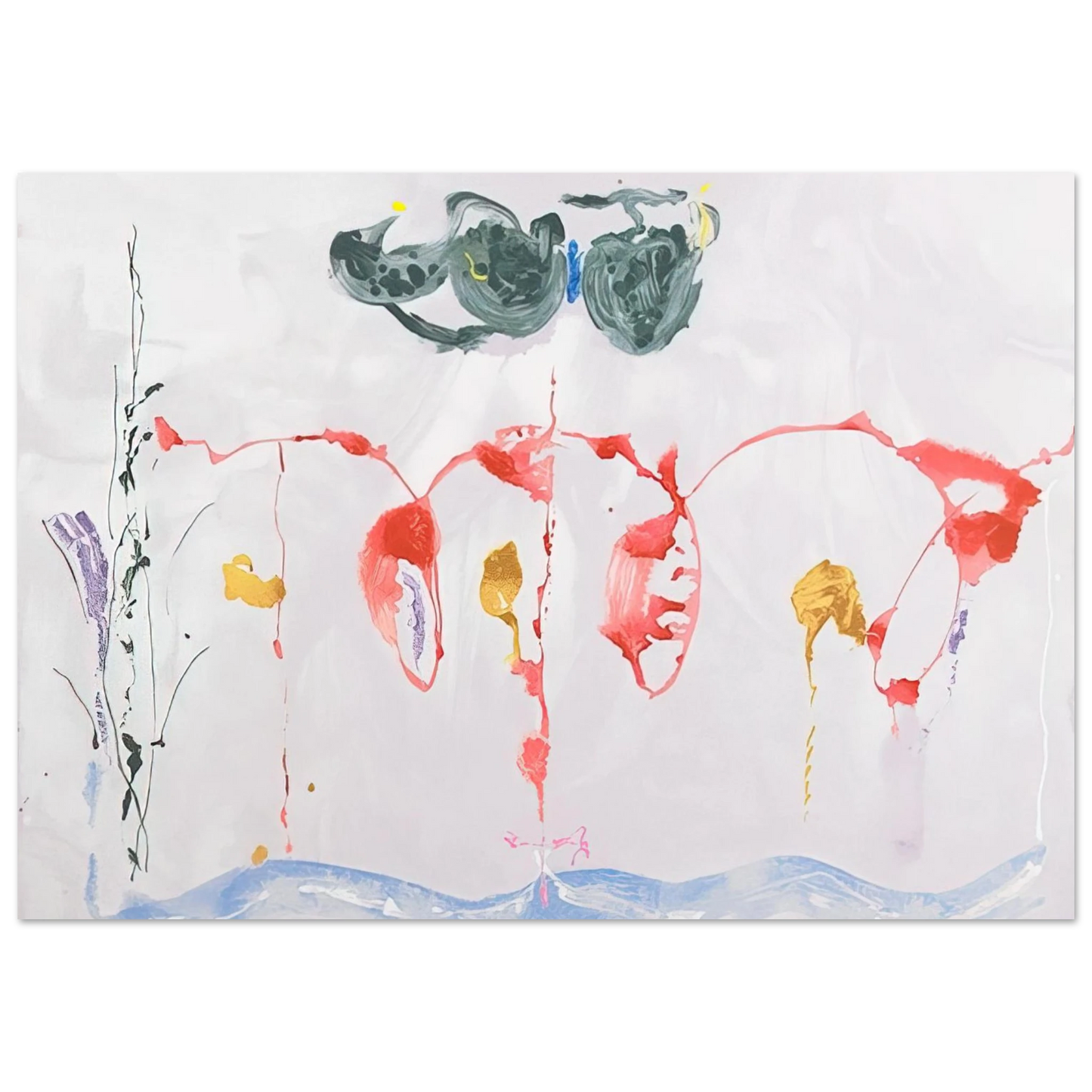 Helen Frankenthaler - Aerie - 2009 Wall art - 27x35 cm / 11x14 inches - Premium Wooden Framed Poster With Fine Art Paper - Black frame