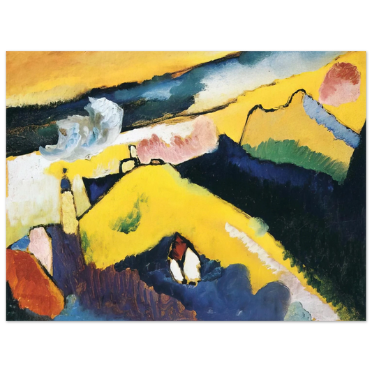 Wassily Kandinsky - MOUNTAIN LANDSCAPE WITH CHURCH 1910 Fine Art Poster - Default Title